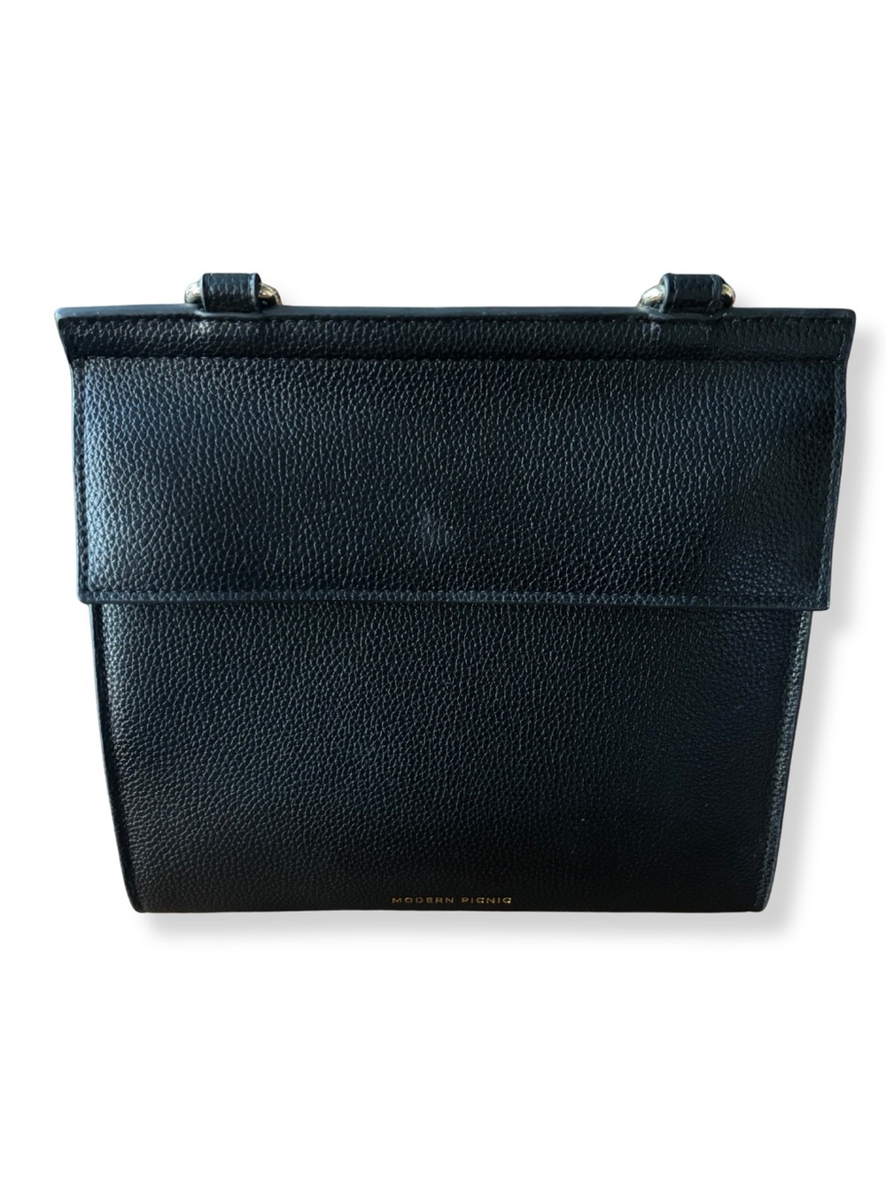 Modern Picnic Large Luncher Black Insulated Vegan Leather Lunch Bag Purse NWOT